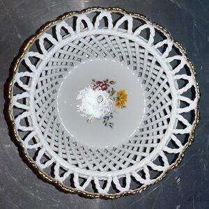 Elegant White and Gold Floral Serveware Bowl